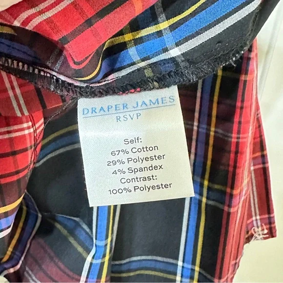 NWT Draper James 3/4 Sleeved Red Plaid Tiered Open Bow Back Dress Size Small - Picture 9 of 10